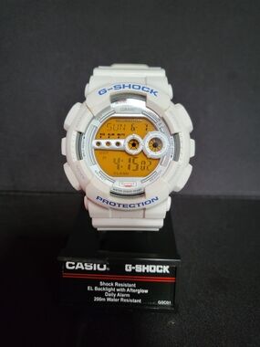 Casio G-Shock GD-100SC White Digital Watch with Yellow Dial